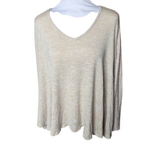 We The Free beige loose fit baggy slouchy distressed long sleeve top Medium